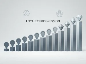 Thirteen ascending loyalty tiers from entry level to the top VIP tier